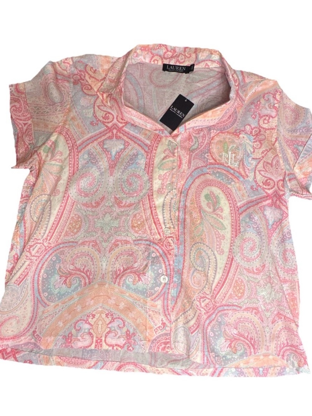 RALPH LAUREN 2 PC notched Collar Shorts Pajamas Set Size XL Pink Paisley New NWT - Picture 6 of 12